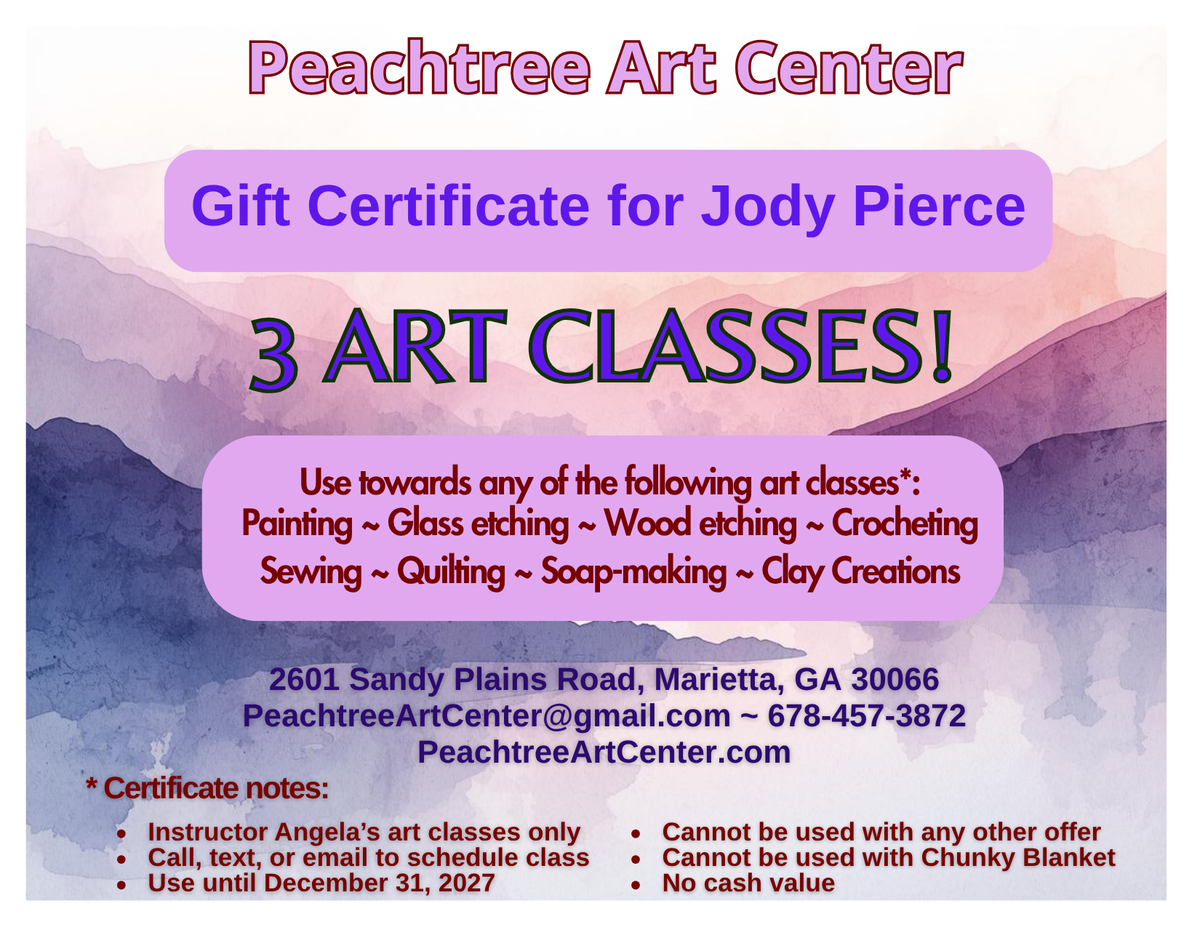 Gift Certificate for Jody Pierce