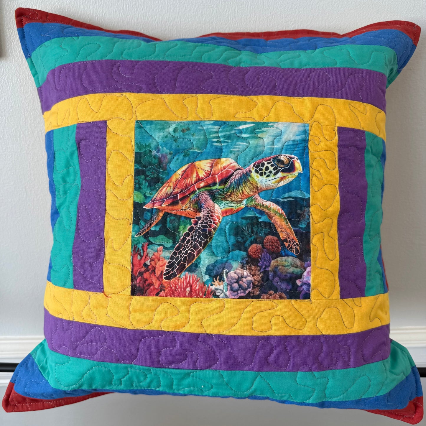 09/10, 2pm, Quilted Pillow-Sea Turtle