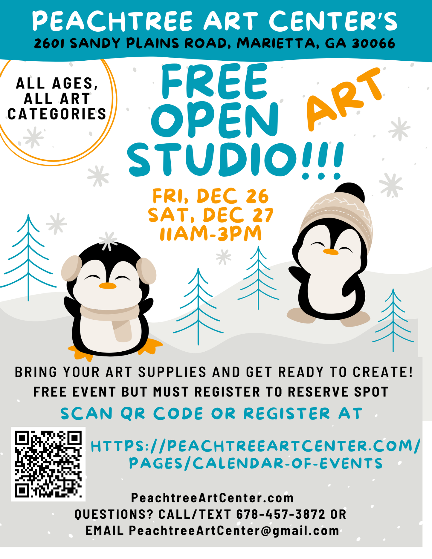 12/26, 11am, FREE Open Studio