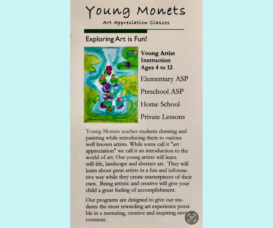 05/27/26, 1:30 pm, Young Monets-Pre-school