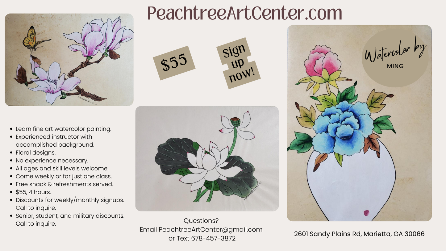 12/15, 1:30pm, Mondays with Ming-Watercolor