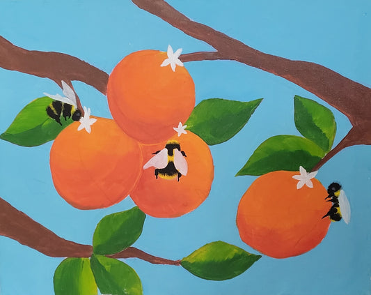 08/16, 3:30pm, Summer Bees On Orange Blossoms