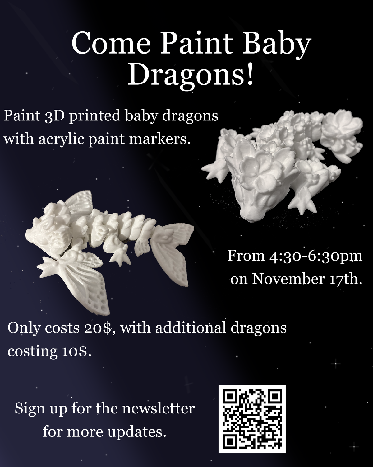 11/17/26, 4:30pm, Come Paint Baby Dragons!