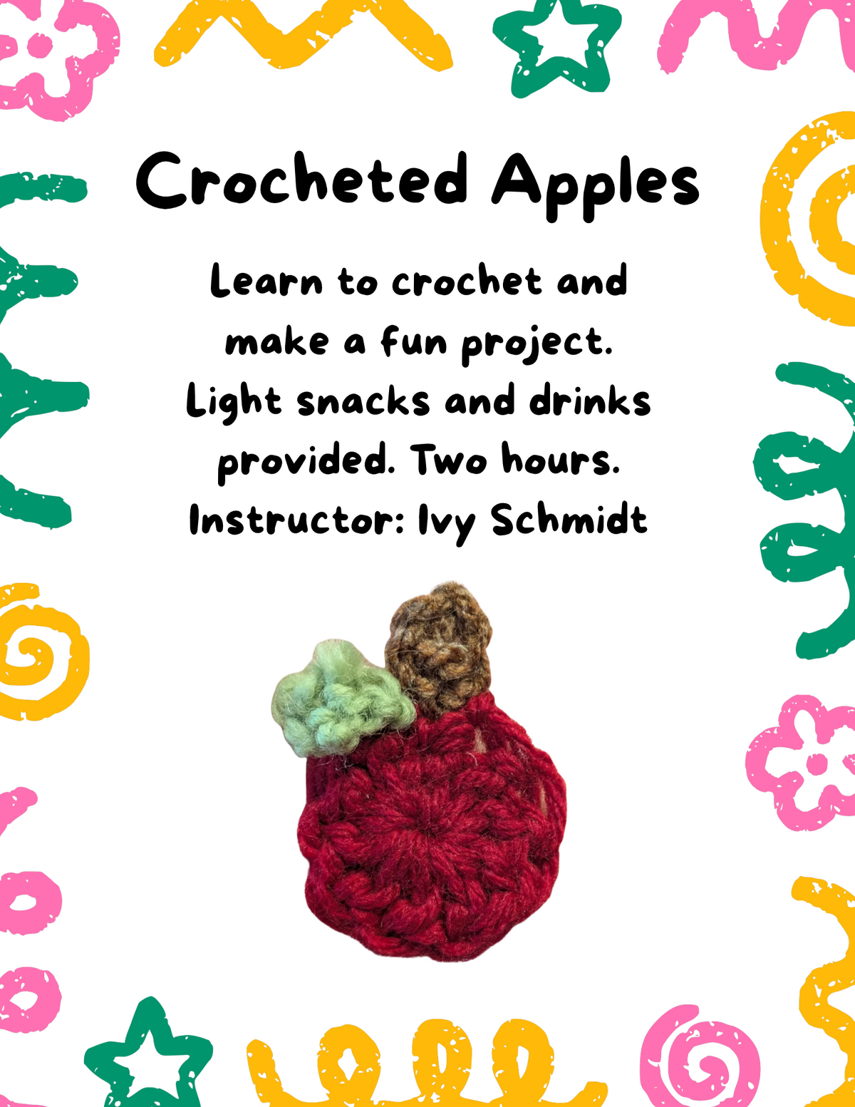 11/13/26, 3:00pm, Crochet, beginner, kids class